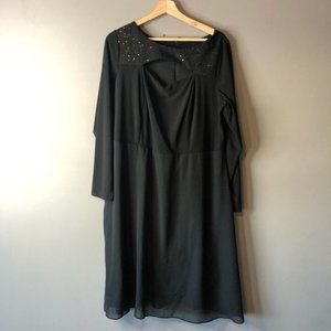 New Noir 2X black sparkly dress long sleeve